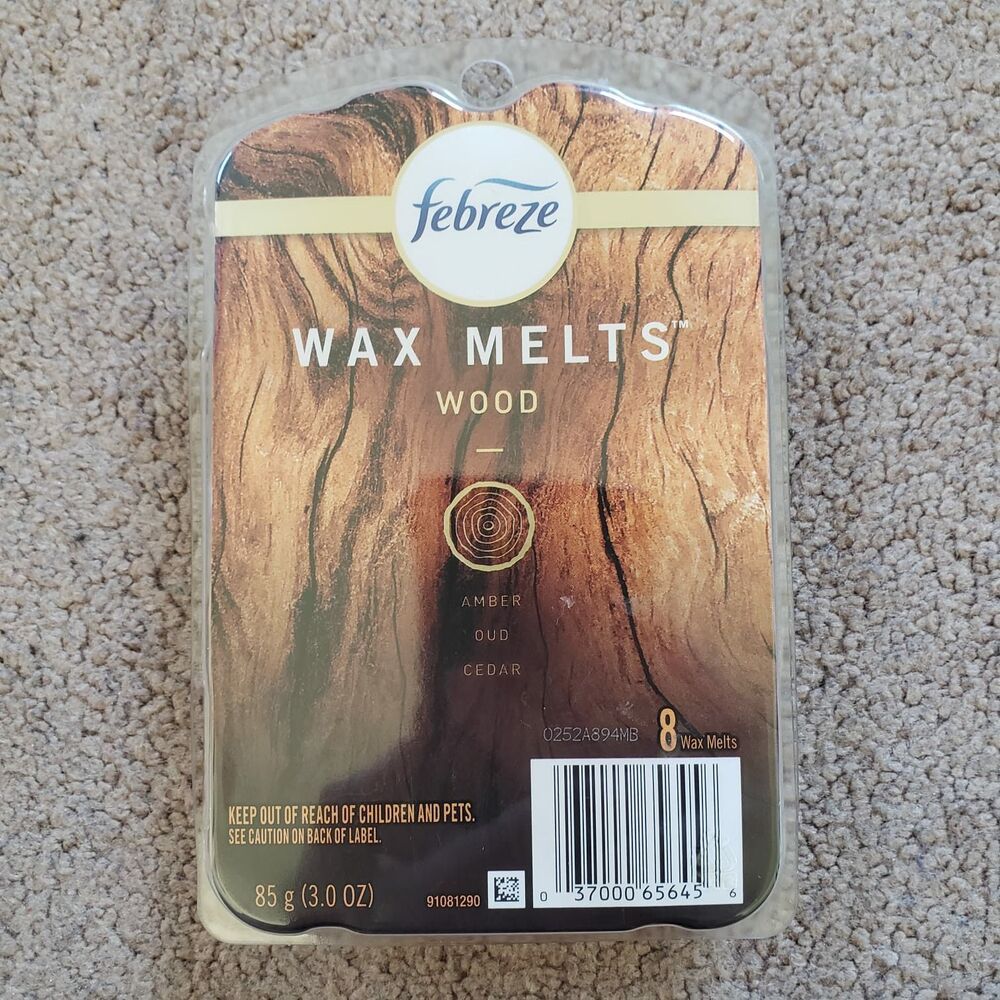 Lot Of 3 Febreze Wax Melt Air Freshener Wood Amber Oud Cedar 8 Refills Retired - Picture 3 of 3